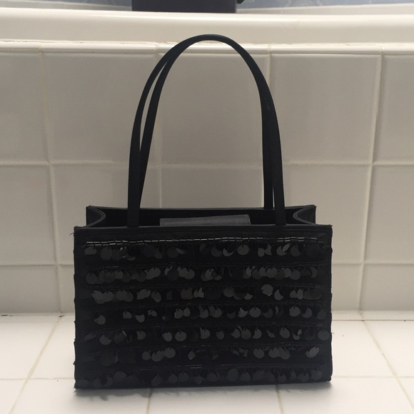 black sequin evening bag